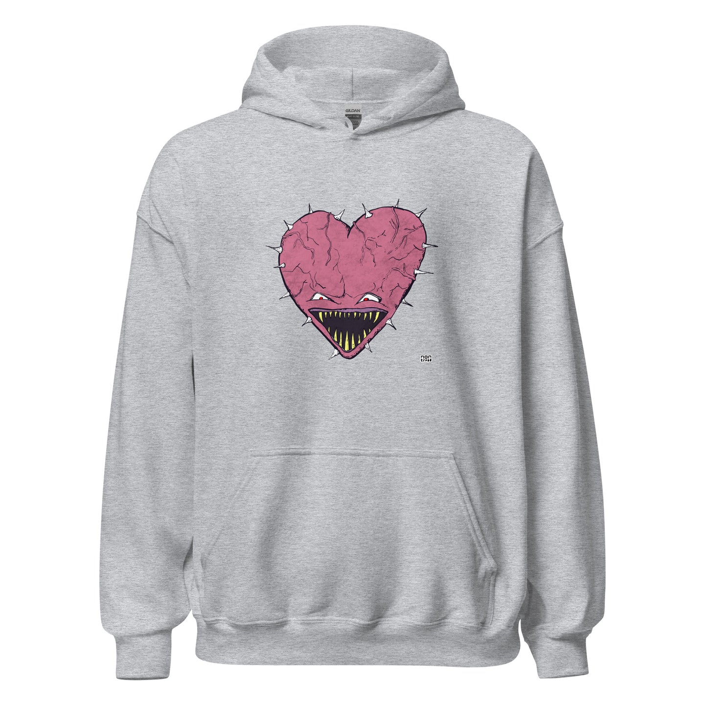 La sudadera con capucha con cara de corazón